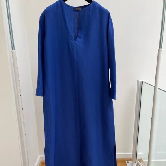 Blue Linen Summer Dress Kaftan - Picture 1 of 5